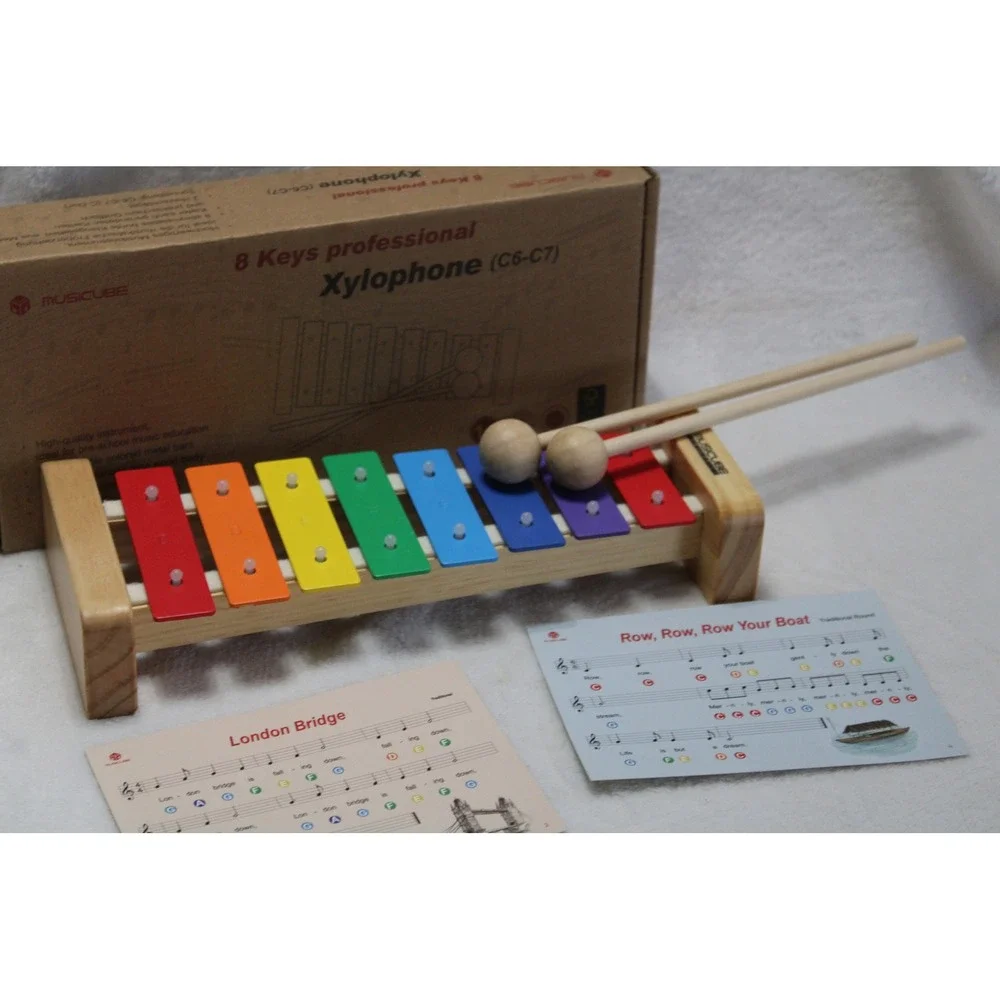 Musicube 8 Keys Professional Xylophone C6-C7 Wood Glockenspiel with Mallets